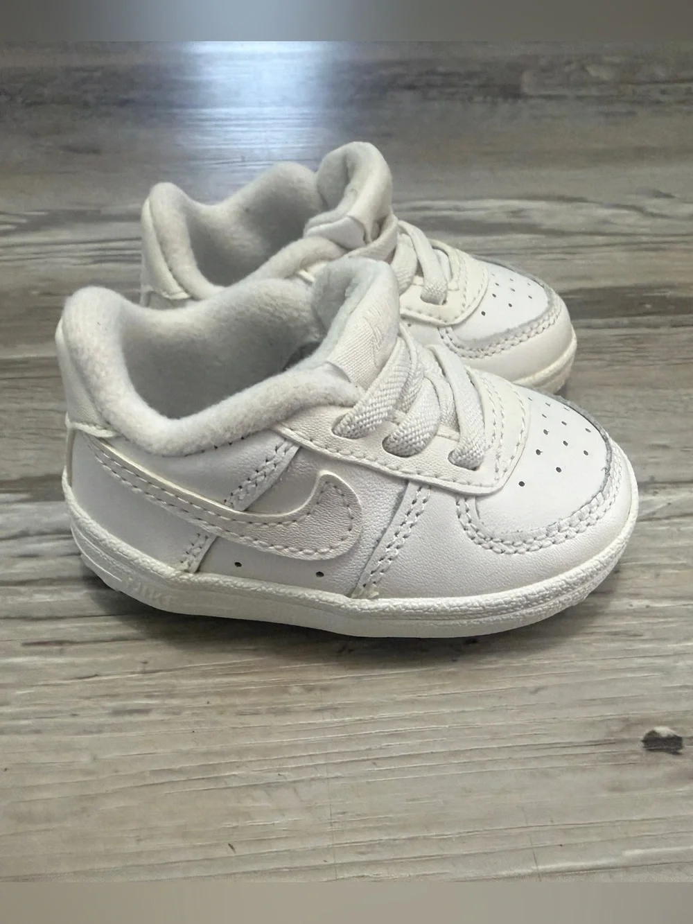 Nike Baby White Leather Lace-Up Sneakers